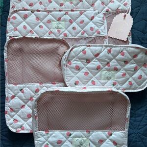Poppy & Peonies Pink Strawberry Cosmetic Bag Set